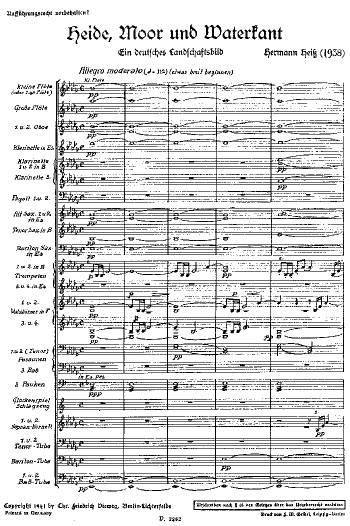 Partitur Heide, Moor und Waterkant